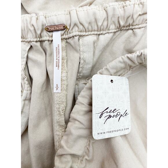 Free People Womens Parachute Pants Summer Khaki Cotton Pockets Ruched Ankle NWT - Picture 9 of 11